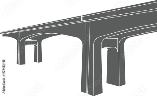 Highway Bridge Structural Support Piers Columns.