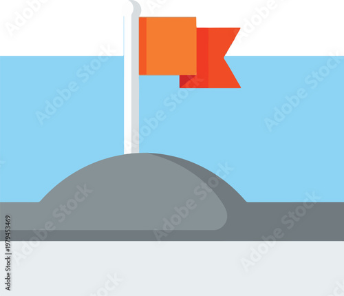 Flag on a Pole Top View.