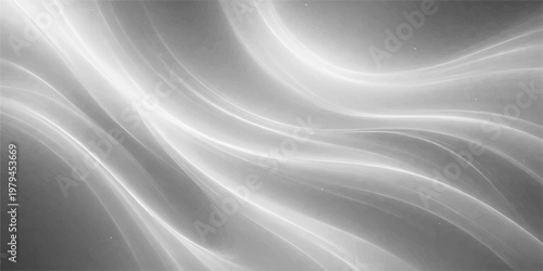 Abstract black and white flowing wave pattern with smooth blue silk satin texture and soft grey lines creating a motion design backdrop