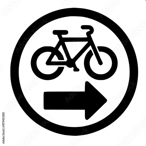 Circular bike path sign flat black vector