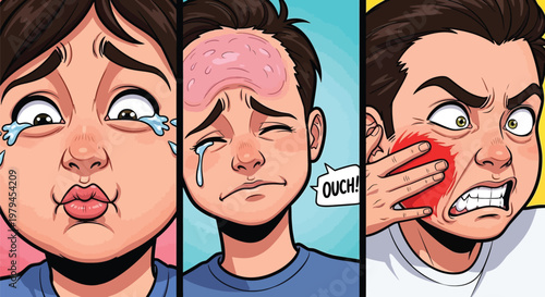 Emotions, Facial Expressions, Cartoon Faces, Sad, Angry, Hurt