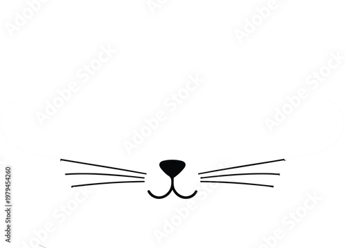 Black Cat Face With Whiskers Closeup.