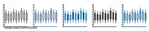 Stock chart icon set multiple style collection
