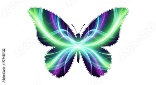 Vibrant butterfly with colorful wings spreads its wings wide in nature