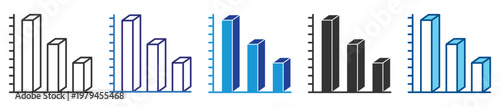 Decline chart icon set multiple style collection