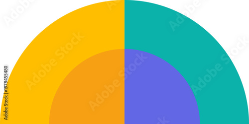 Geometric semicircle rainbow design. Modern colorful geometric shapes vector collection