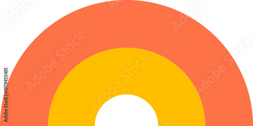 Orange and yellow abstract rainbow icon. Modern colorful geometric shapes vector collection