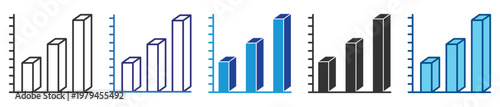 Growth chart icon set multiple style collection