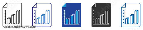 Growth report icon set multiple style collection