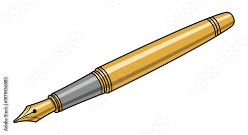 Elegant gold and silver fountain pen for professional writing and calligraphy isolated on a clean white background.