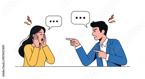 Frustrated couple engages in a heated argument while pointing fingers and expressing anger during a confrontation.