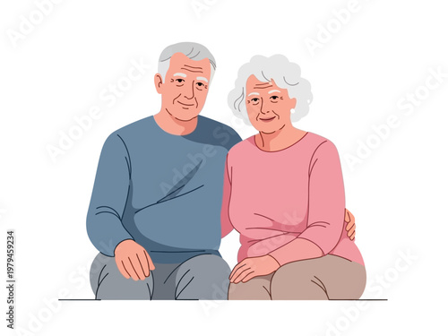 Elderly couple smiling and embracing, representing love and companionship in later years