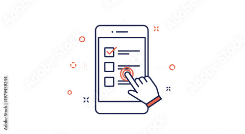 Human hand using a smartphone to complete a digital task list or checklist with interactive checkboxes on a mobile application screen.
