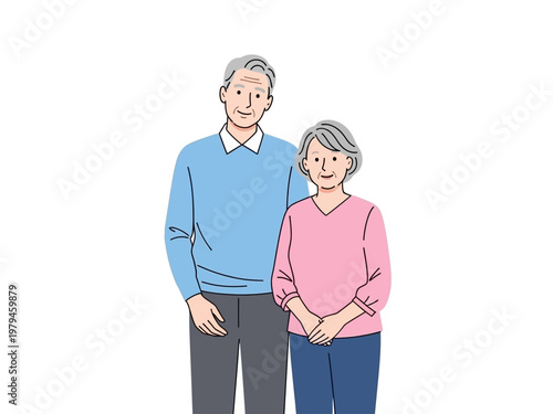 Elderly couple standing together, representing companionship and lasting relationships