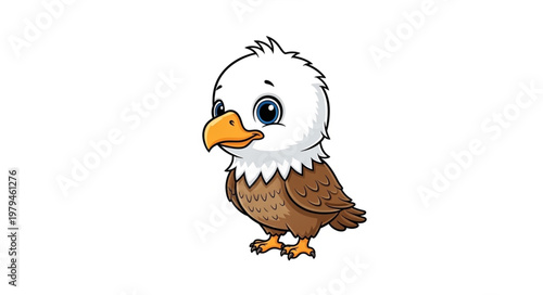 Cute Cartoon Bald Eagle Bird.