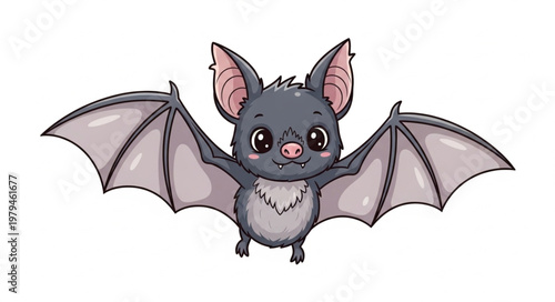 Cute Cartoon Bat Character.