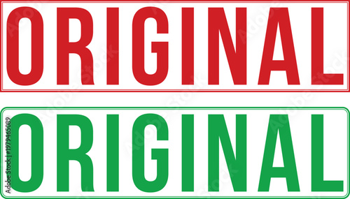 Original Red Green Labels Isolated on White Background Vector