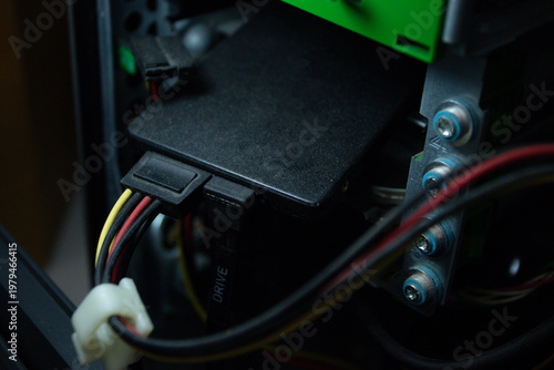 close up of a computer hard drive