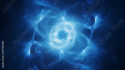 Abstract swirling blue energy plasma background.