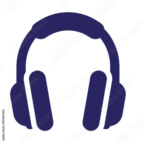 Dark blue flat of over-ear headphones with a thick headband and cushioned ear cups, isolated on a white background