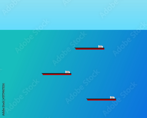 Oil tanker ships cruising on the ocean vector illustration graphic design