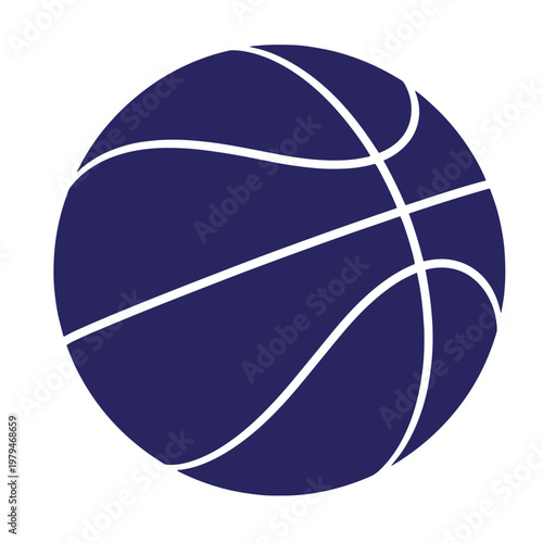 Dark blue basketball with white lines, isolated on white background, sports