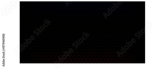 Dark red and blue hexagon abstract technology background with red and blue colored bright flashes under hexagon. Hexagonal gaming vector abstract tech background.