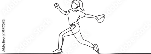 Single continuous line drawing of young agile woman baseball player practice to throw the ball. Sport exercise concept. One line draw graphic design vector