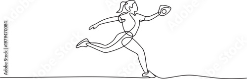 Single continuous line drawing of young agile woman baseball player practice to throw the ball. Sport exercise concept. One line draw graphic design vector