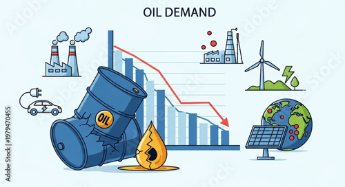 Oil Demand Graph Showing Decline with Energy Sources.