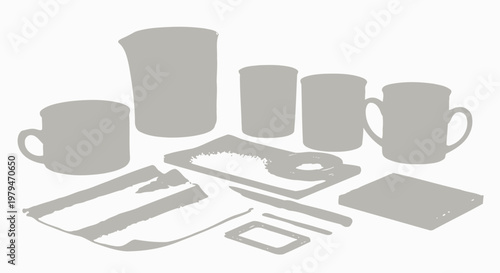 Collection of Kitchenware and Dining Utensils for Cooking and Serving Food and Beverages