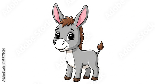 Cute Cartoon Donkey Illustration.