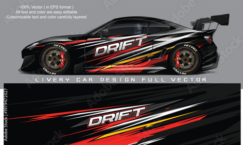 car livery graphic vector. abstract grunge background design for vehicle vinyl wrap and car branding