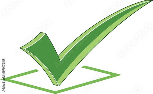 3d green check mark icon symbol for success and approved choice isolated on white background as a positive vector illustration for checklist and correct test result