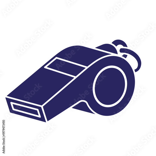 Dark blue whistle with white outline, isolated on white background