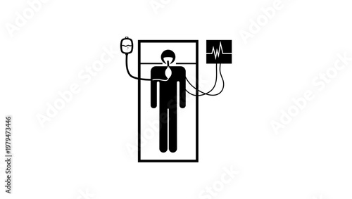 symbol of coma, resuscitation, black isolated silhouette