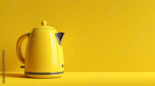 Bright Yellow Electric Kettle on Minimal Yellow Studio Background