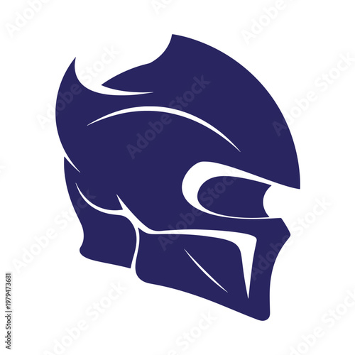 Navy blue gladiator helmet, side view, white background