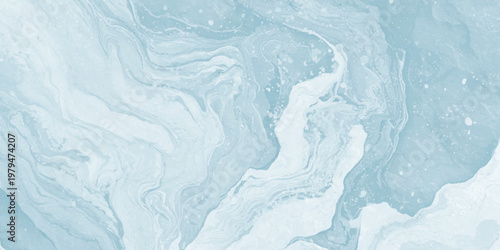 Cuadro en lienzo Soft blue marble texture with fluid swirls, subtle white veins, and a calm, elegant abstract aesthetic