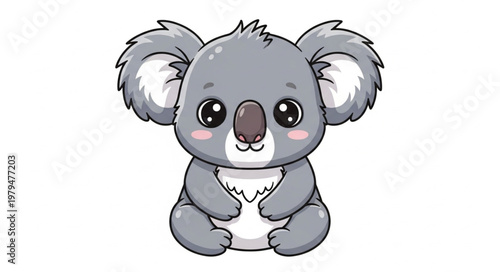Cute cartoon koala bear illustration isolated on white background.