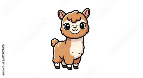 Cute Cartoon Llama Animal.