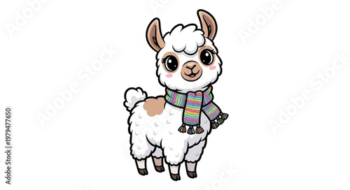 Cute Cartoon Llama Character.