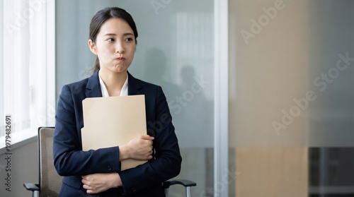 Job Interview Nerves and Job for East Asian Young Woman