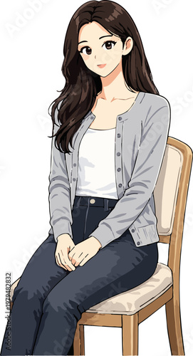 Minimalist anime woman illustration