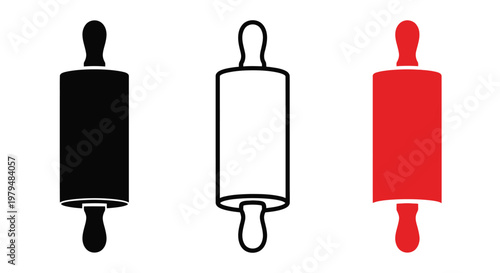 Three rolling pins in varying styles a bold graphic silhouette