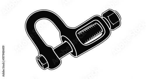 Black and white illustration of a turnbuckle a connecting hardware silhouette
