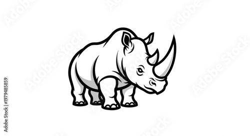 Cartoon Rhino Icon - Vector Illustration
