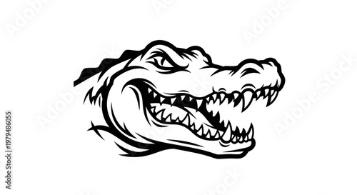 Aggressive Alligator Head Mascot Logo - Fierce Reptile Illustration