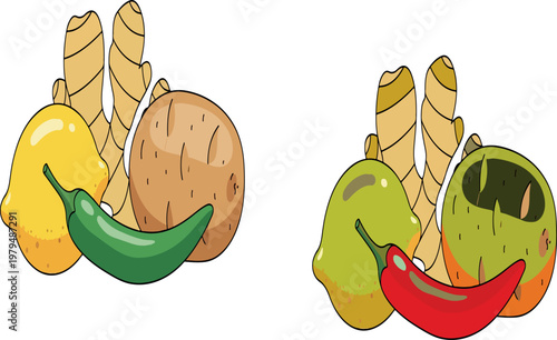 Ginger, Lemon, and Chili Spice Combination Set