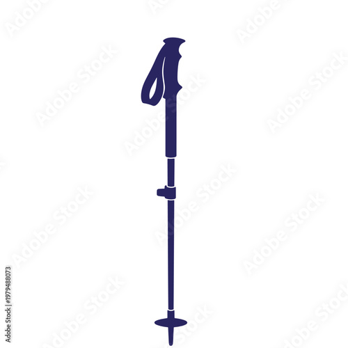 Dark blue trekking pole, hiking stick with handle and wrist strap walking stick nordic walking